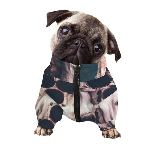 American Astronaut Cat Print Dog Zip Up Jacket