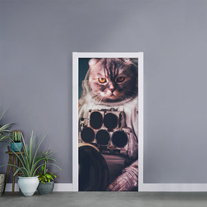 American Astronaut Cat Print Door Sticker