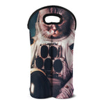 American Astronaut Cat Print Double Neoprene Wine Tote