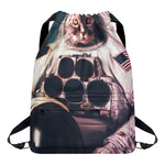 American Astronaut Cat Print Drawstring Backpack