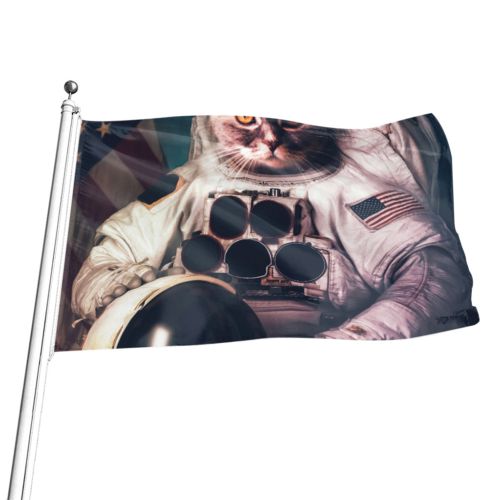 American Astronaut Cat Print Flag