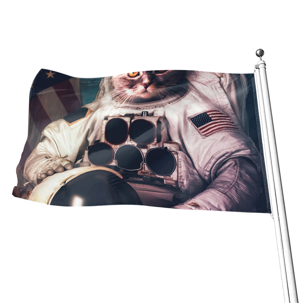American Astronaut Cat Print Flag
