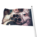 American Astronaut Cat Print Flag