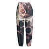 American Astronaut Cat Print Fleece Lined Knit Pants