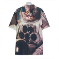 American Astronaut Cat Print Hawaiian Shirt