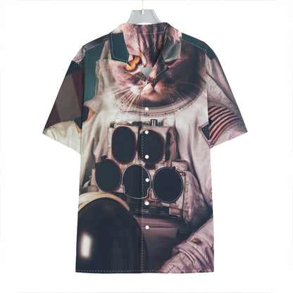 American Astronaut Cat Print Hawaiian Shirt