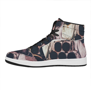 American Astronaut Cat Print High Top Leather Sneakers