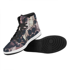 American Astronaut Cat Print High Top Leather Sneakers