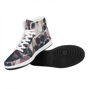 American Astronaut Cat Print High Top Leather Sneakers