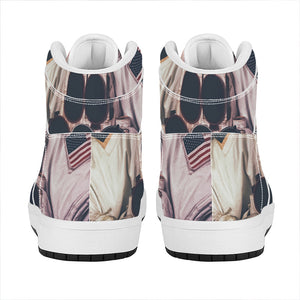 American Astronaut Cat Print High Top Leather Sneakers