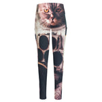 American Astronaut Cat Print High-Waisted Pocket Leggings