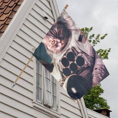 American Astronaut Cat Print House Flag