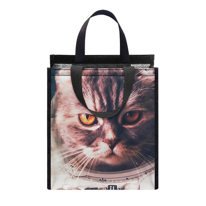 American Astronaut Cat Print Insulated Lunch Tote
