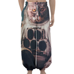 American Astronaut Cat Print Lantern Pants