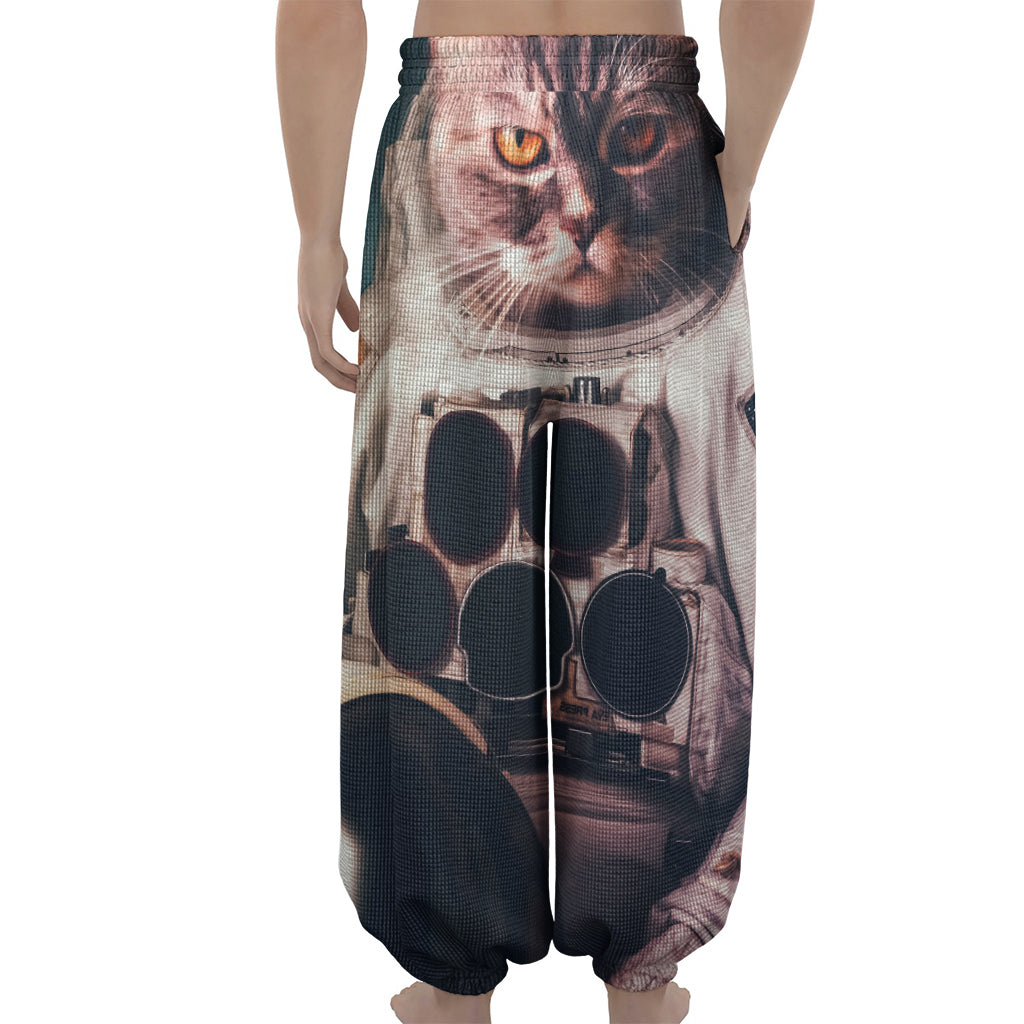 American Astronaut Cat Print Lantern Pants