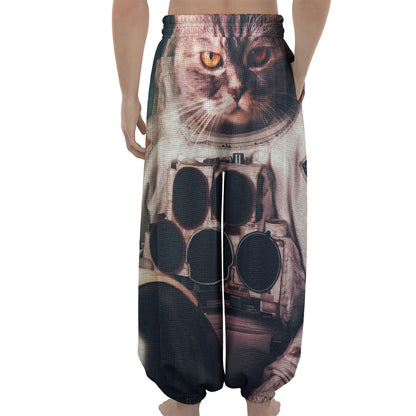 American Astronaut Cat Print Lantern Pants
