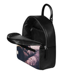 American Astronaut Cat Print Leather Backpack