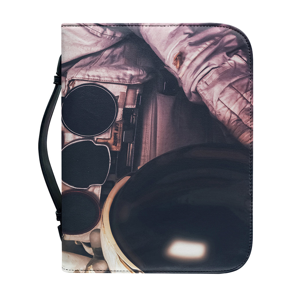 American Astronaut Cat Print Leather Bible Cover