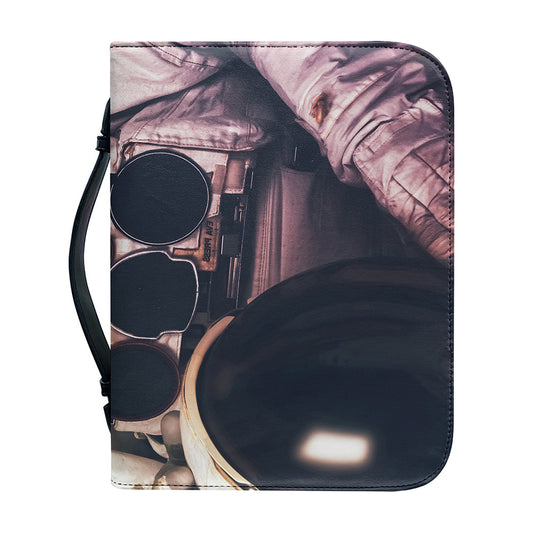 American Astronaut Cat Print Leather Bible Cover