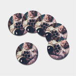 American Astronaut Cat Print Leather Coaster Set