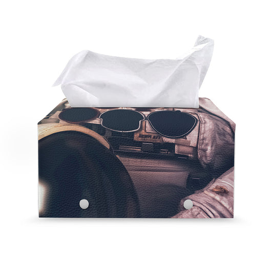 American Astronaut Cat Print Leather Tissue Box Cover