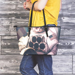 American Astronaut Cat Print Leather Tote Bag