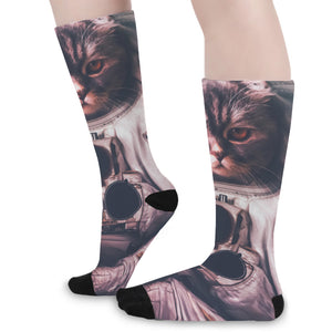 American Astronaut Cat Print Long Socks