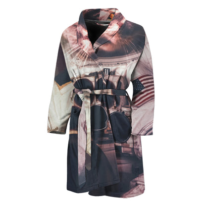 American Astronaut Cat Print Men's Bathrobe