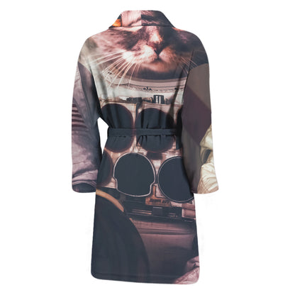 American Astronaut Cat Print Men's Bathrobe