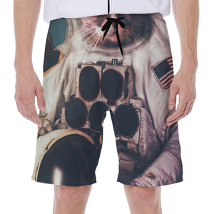 American Astronaut Cat Print Men's Beach Shorts