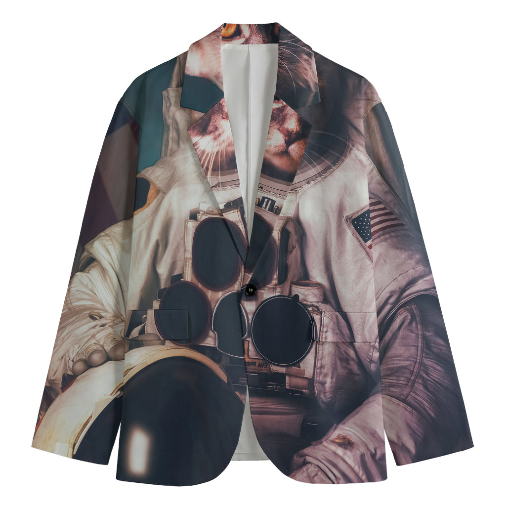 American Astronaut Cat Print Men's Blazer