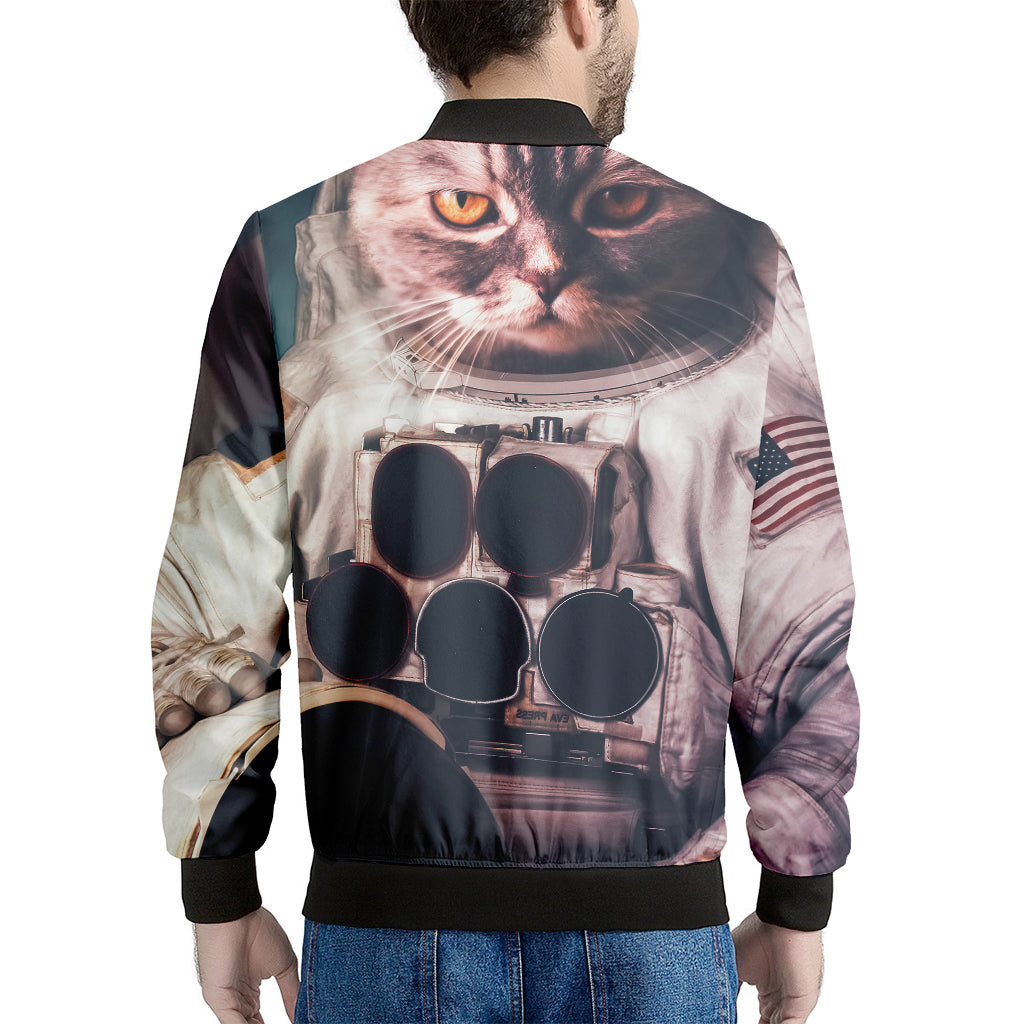 American Astronaut Cat Print Men's Bomber Jacket