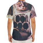 American Astronaut Cat Print Men's Deep V-Neck Shirt