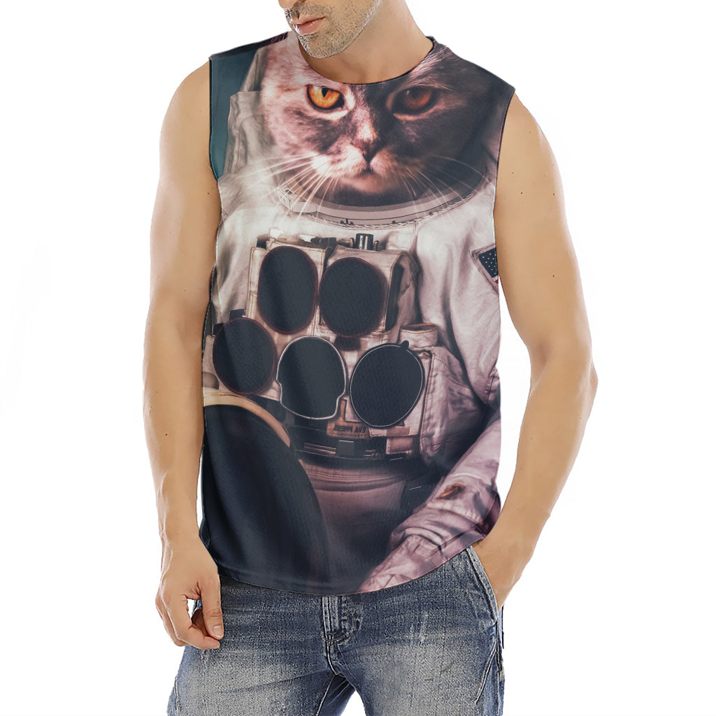American Astronaut Cat Print Men's Fitness Tank Top