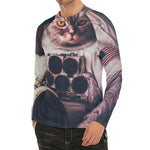 American Astronaut Cat Print Men's Long Sleeve Rash Guard