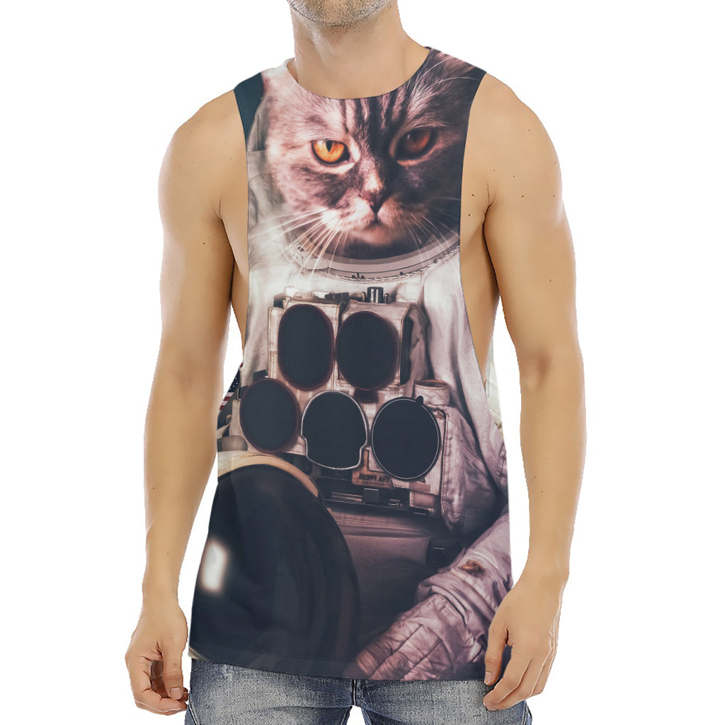 American Astronaut Cat Print Men's Muscle Tank Top