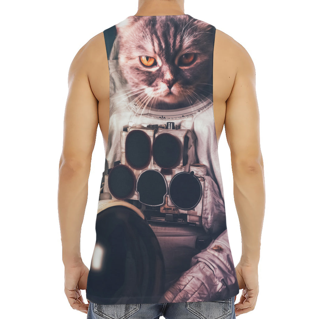 American Astronaut Cat Print Men's Muscle Tank Top