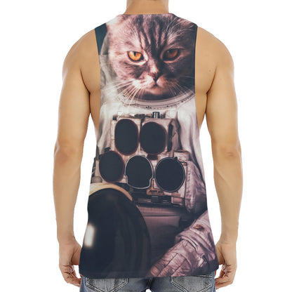 American Astronaut Cat Print Men's Muscle Tank Top