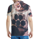American Astronaut Cat Print Men's Polo Shirt