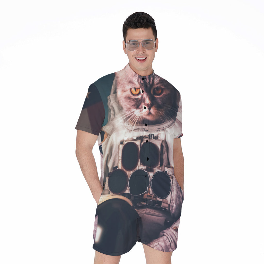 American Astronaut Cat Print Men's Rompers