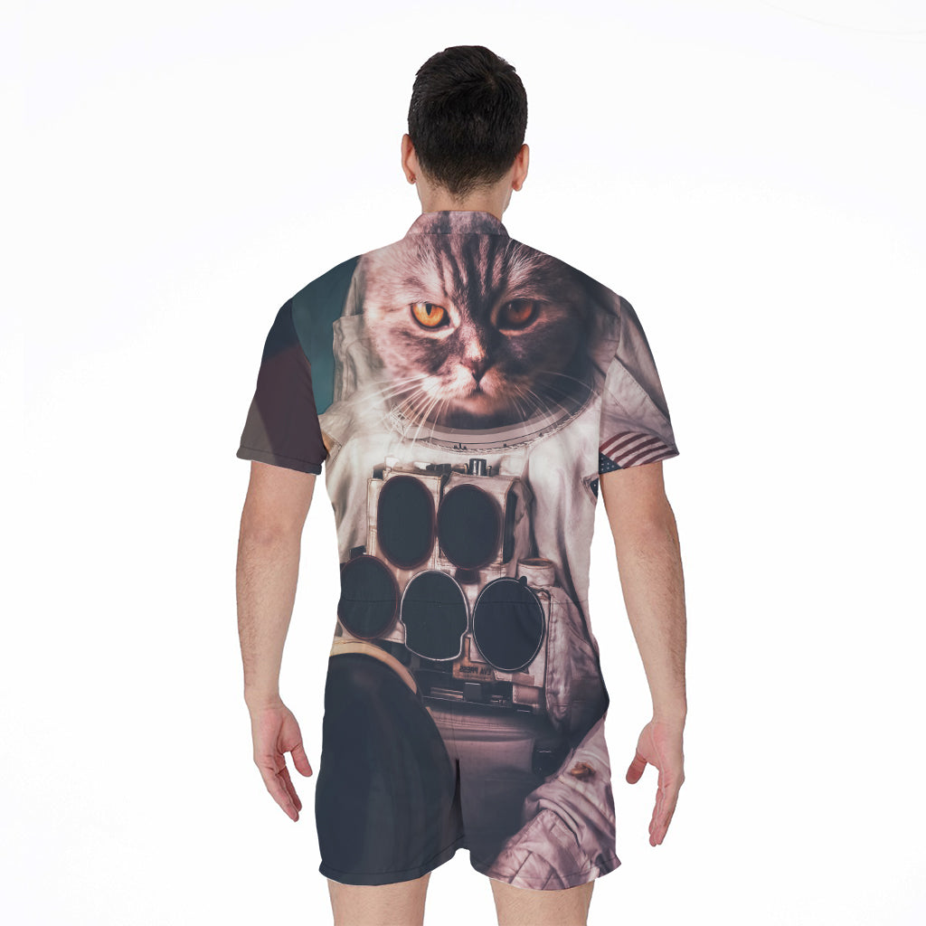 American Astronaut Cat Print Men's Rompers