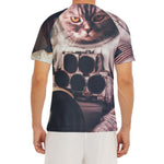 American Astronaut Cat Print Men's Short Sleeve Rash Guard