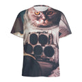 American Astronaut Cat Print Men's Athletic T-Shirt