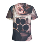 American Astronaut Cat Print Men's Sports T-Shirt
