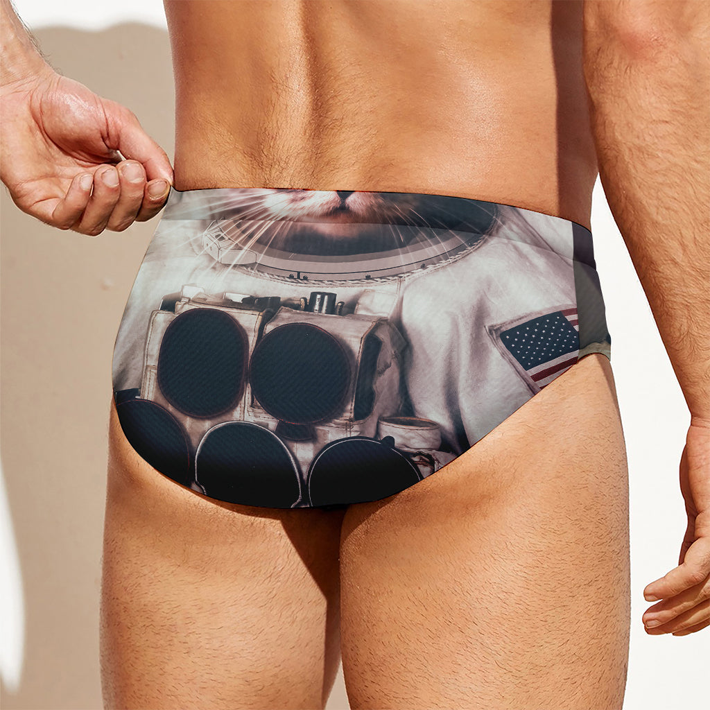 American Astronaut Cat Print Men's Swim Briefs