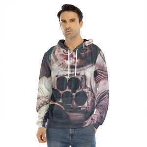 American Astronaut Cat Print Men's Velvet Pullover Hoodie