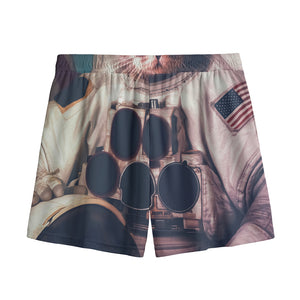 American Astronaut Cat Print Mesh Shorts