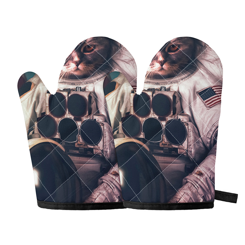 American Astronaut Cat Print Oven Mitts