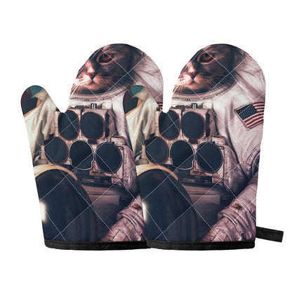 American Astronaut Cat Print Oven Mitts