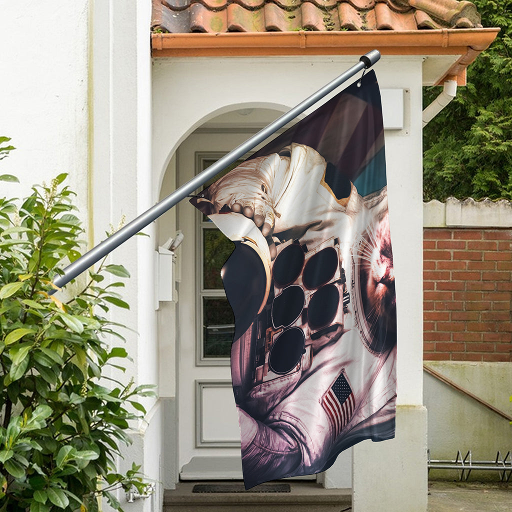 American Astronaut Cat Print Polyester Flag